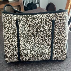 Anthropologie Leopard Print Tote Bag - Black and Tan